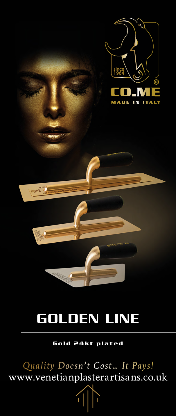 VENETIAN STUCCO TRAPEZOID TROWEL - GOLD SHANK 240 x 120mm