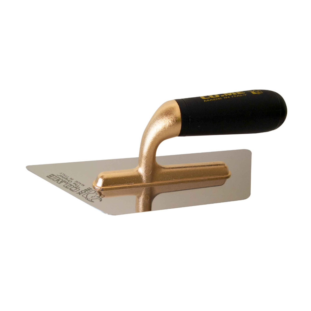 240x100mm Trapezoid Trowel with gold-coated handle for Venetian plastering